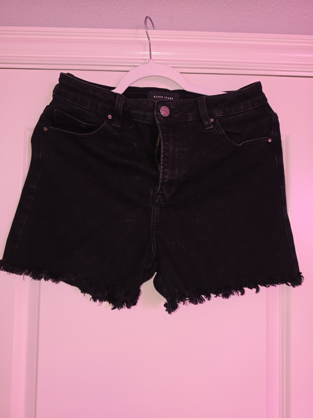 Black Frayed Hem Denim Shorts - Kipsy Jeans